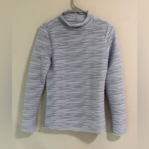 Pilcro Ruched Shimmer Mock Neck Top Blue Gray US S